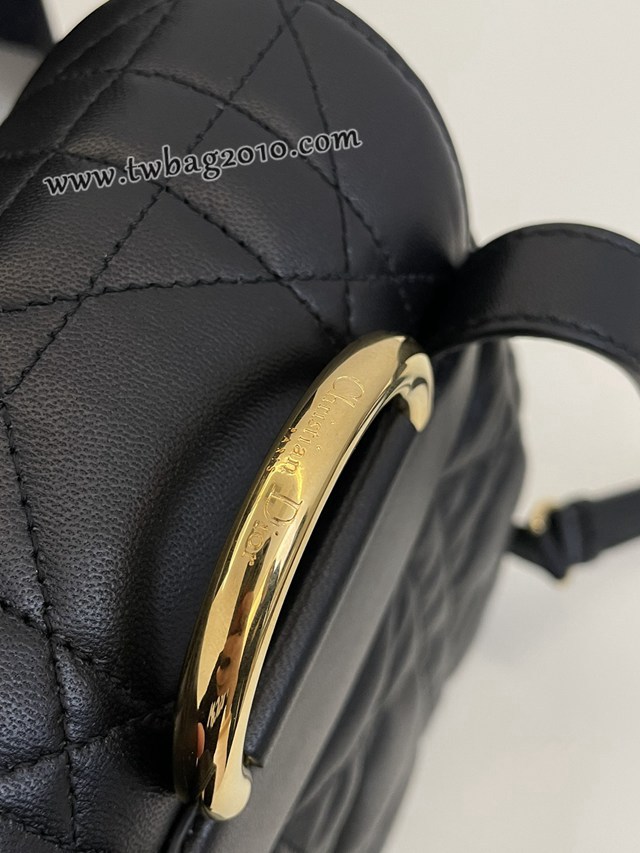 Dior专柜新款迪奥高仿原单黑色中号Caro秋冬系列双肩包 djfk1724
